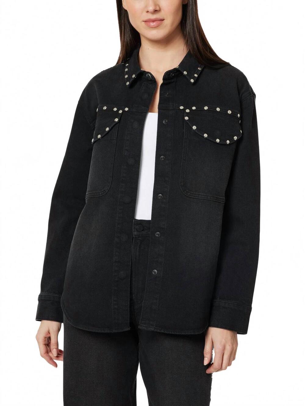 NEW HABITUAL denim jacket with studs in black